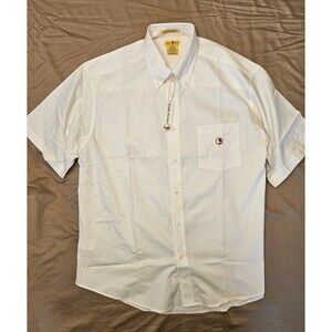 VTG Duck Head Men’s Short Sleeve Button Down Shirt White Wrinkle Resistant Sz L